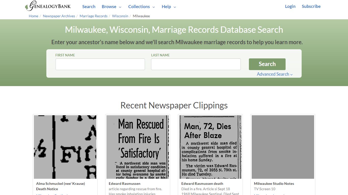 Milwaukee, Wisconsin, Marriage Records Online Search - GenealogyBank