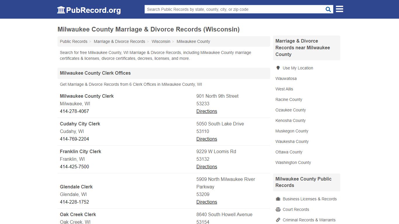 Milwaukee County Marriage & Divorce Records (Wisconsin)